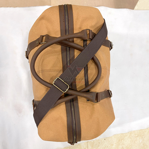 Waterproof Wax Canvas <b>Duffle</b> <b>Bags</b> <b>Leather</b> Trim Zipper Closure Durable Outdoor Use Travel Weekender <b>Bags</b> - Product Image 4