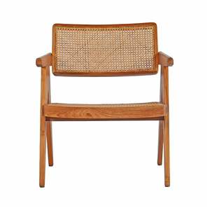 เก้าอี้ทานอาหารทำมือจากไม้สักหวายธรรมชาติ พนักพิงหวายสไตล์โมเดิร์นสแกนดิเนเวียน เหมาะสำหรับร้านอาหารและคาเฟ่ - Product Image 4