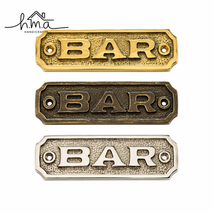 Bar Door Sign Solid Brass <b>Engraved</b> Name Plate Vintage Style Wall <b>Plaque</b> Home Bar Decor Room Sign Decorative Hardware - Product Image 1