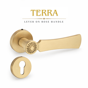 Manija de puerta decorativa mate estilo terracota antigua con acabado en oro rosa para puertas residenciales, comerciales, interiores y arquitectónicas - Product Image 2