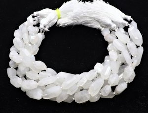 AAA White Rainbow Moonstone Faceted Nugget <b>Beads</b> 7-8 MM Rainbow Moonstone Nugget <b>Beads</b> 10 Inch White Moonstone Tumble Gemstone - Product Image 2