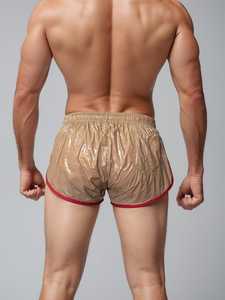 Men's Waterproof Satin <b>Short</b> <b>Shorts</b> Elastic Waist Solid Color Casual PU Coated Polyester Swimwear - Product Image 6