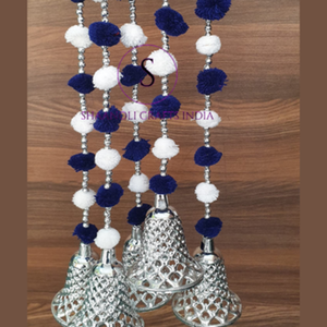 Beau concepteur rouge et blanc couleur décor à la maison Pom Pom cloches guirlande de cordes pour noël mariage toile de fond décor de scène - Product Image 4