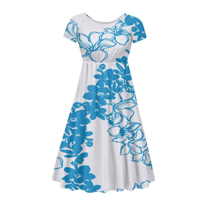 Robe élégante à manches courtes pour femme, motif floral hawaïen imprimé sur commande, personnalisation exclusive, pour usage quotidien - Product Image 4