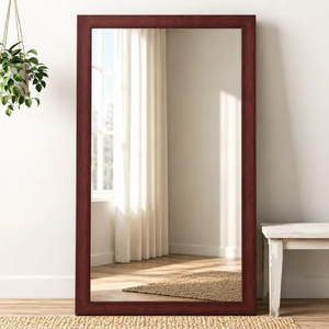 Elegant rectangular leaning floor <b>mirror</b> featuring a detailed antiqued <b>gold</b>-finished wooden <b>frame</b>, available at wholesale prices - Product Image 6