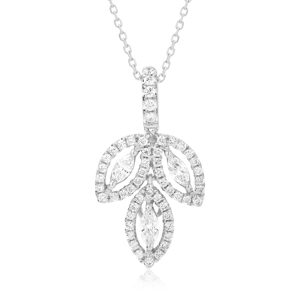 Collier pendentif en diamant marquise en forme de fleur pour femme, argent 925 plaqué rhodium, chaîne de luxe - Product Image 1