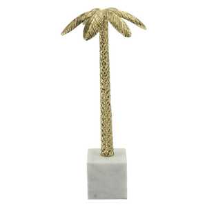 Escultura de Palmera Dorada de 33.5cm de Alto x 15cm de Ancho x 15cm de Largo, Base de Aluminio, Hecha a Mano, Decoración Costera Moderna y Ecológica, Arte para Mesa - Product Image 3