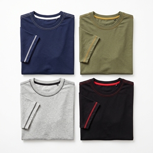 T-shirt décontracté d'été pour homme, coupe oversize, en tricot vierge, écoresponsable, avec coutures contrastées et détails de couture, OEM ODM, vente en gros, direct usine | - Product Image 4