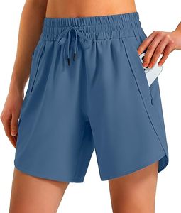 Shorts Deportivos Cortos de 5 Pulgadas para Mujer, Cómodos, Casuales, para Gimnasio, Activos, de Poliéster, Ligeros, para Entrenamiento - Product Image 1