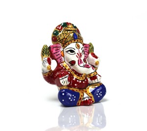 Metal GANESHA Meenakari Mukut Ganesha Statue Religious GANPATI Indian Enamel <b>Work</b> Temple Ganesha Table <b>Desk</b> Decor - Product Image 3