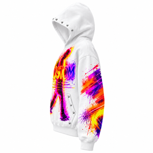 Sudadera con Capucha Blanca Extra Grande de Secado Rápido para Hombre, Estilo Hip Hop Urbano - Product Image 5