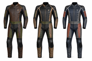 Combinaison de moto en cuir une pièce Adventure |   Adultes en hiver |   Brun olive |   Qualité supérieure |   Conception personnalisée |   Vêtements de course - Product Image 5