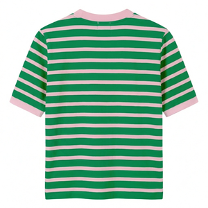 Suéter de punto acrílico a rayas rosa y verde personalizado, estilo casual para mujer, ideal para hermandades, camiseta, ropa griega. - Product Image 2