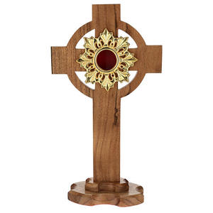 Cruz Relicario Decorativa Católica de Madera con Centro de Latón para Exhibición en Altar de Iglesia, Artefacto Religioso, Fabricante al por Mayor - Product Image 6