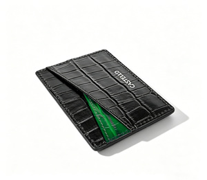 [Article phare] Portefeuille porte-cartes fin en cuir véritable Castello avec logo argenté estampé, élégant et polyvalent pour affaires et loisirs - Product Image 3