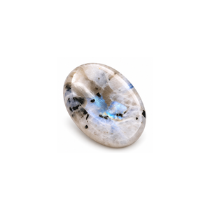 Pierre de méditation en pierre de lune arc-en-ciel naturelle, pierre de paume ovale polie, cristal de Chine pour la méditation et la décoration intérieure - Product Image 1