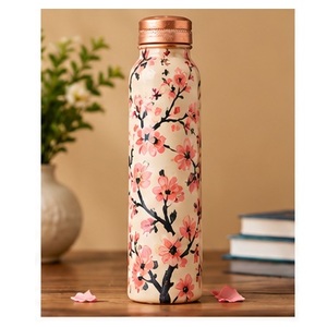 <b>Daily</b> Haidration Copper <b>Water</b> <b>Bottle</b> Patterned With Copper Lid Portable Travel Drinkware - Product Image 1