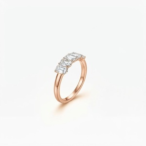 Anillo de Oro Sólido 10K 14K 18K al por Mayor con Esmeralda Elegante y Diamantes Cultivados en Laboratorio, Anillo de Cinco Piedras con Certificado IGI, Joyería con Engaste de Garras - Product Image 3