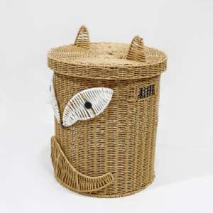 Cute Fox Seagrass Rope Eco-Friendly Multifunction Laundry Hamper <b>Toy</b> <b>Storage</b> <b>Basket</b> with Lid - Product Image 1