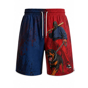 Pantalones Cortos Deportivos para Hombre, Estilo Hip Hop, Azules y Rojos, con Estampado de Rottweiler y Murciélago, Cintura con Cordón, Secado Rápido - Product Image 2