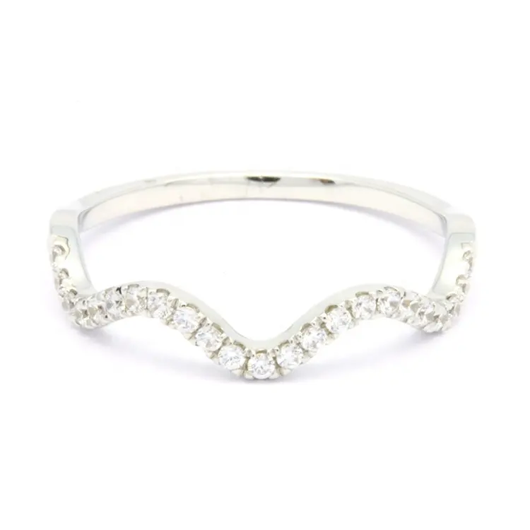 Grossista 18K 14K 9K oro bianco vero diamante onda anelli di barretta gioielli di moda per le donne