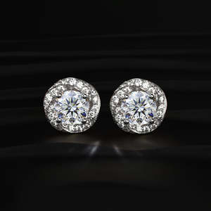 1 Carat Round Moissanite Solitaire Drop Hoop <b>Earrings</b> 2 TCW Colorless VVS 14K Gold Dangle <b>Back</b> Handmade Bridal Wedding jewelry - Product Image 3