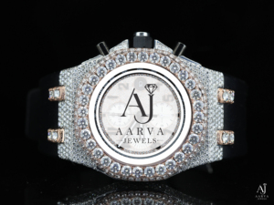 Montre mécanique AARVA JEWELS en acier inoxydable avec incrustation de diamants, chronographe analogique, bracelet en cuir de 20 mm, luxe, logo personnalisé - Product Image 4