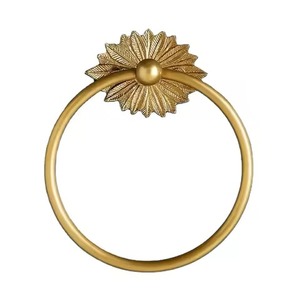 Antique Gold Tone Metal Towel Ring Wall Mounted Circular Bathroom Storage Holder Rust Resistant Single Tier Towel Holder - Product Image 3