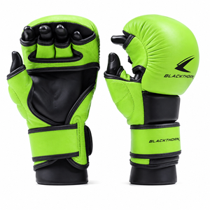 ถุงมือชกมวย MMA แบบสั่งทำพิเศษ สำหรับฝึกซ้อมคิกบ็อกซิ่ง มวยไทย ระบายเหงื่อได้ดี ปิดแบบผูกเชือก สายรัดข้อมือแบบตีนตุ๊กแก วัสดุ PU+ฟองน้ำ - Product Image 2