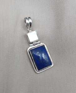 <b>Lapis</b> <b>Lazuli</b> Pearl <b>Pendant</b> 925 Sterling Silver Jewelry For Women Natural Gemstone Necklace Elegant Minimalist Gift - Product Image 3