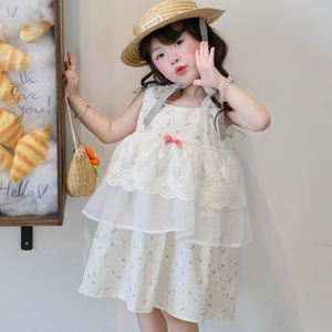 Prêt à expédier, faible MOQ, vêtements pour enfants, mini-robe pour bébé fille, style été sans manches, multi-couches - Koko San DKS05 - Product Image 1