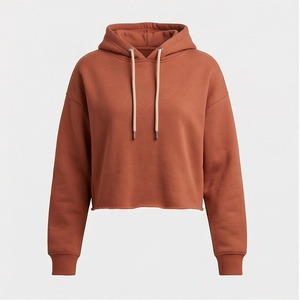 Pulls courts personnalisés unis pour femmes, sweats à capuche, sweats ras du cou, hauts de sport premium - Product Image 1