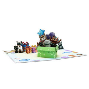 Meilleure Vente : Carte Pop-up 3D Personnalisée en Papier Découpé, Motif Chatons Faits Main à Hanoï, pour Fête d'Anniversaire, Décoration Maison, Impression Offset - Product Image 2