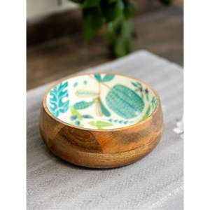 Bol en bois rond durable en gros |   Bol de service en bois de manguier émaillé de qualité alimentaire, décoration de cuisine, bol en bois artisanal - Product Image 1