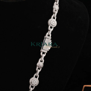 Collar de Cadena Figaro de Plata S925 con Baño de Rodio y Moissanita, Corte Brillante Redondo, Micro Pavé, Unisex, Lujoso, para Uso Diario - Product Image 3