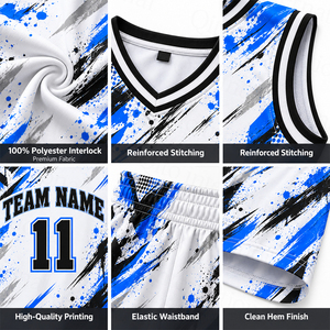 Uniformes de basketball sublimés sur mesure, personnalisation OEM, sublimation par transfert thermique, coupe standard, équipes de basketball amateur - Product Image 5