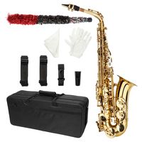 Alto Drop E Brass Saxophone Woodwind Instrument in Gold Paint for Entertainment