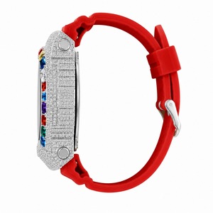 Luxury Digital <b>Watch</b> With Rhinestone Case Round Dial Silicone Band Women's Fashion Timepiece - Product Image 4