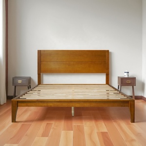 B2B Wholesale Solid Acacia Wood <b>Queen</b> or Customizable <b>size</b> Platform <b>Bed</b> <b>Frame</b> Japanese Joinery Wooden <b>Bed</b> Bedroom Furniture - Product Image 1