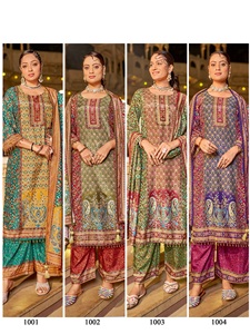 Traje pakistaní de diseñador listo para usar, de satén de seda Jam, con estampado atractivo de diseñador, ideal para bodas y festivales. Compre directamente del proveedor. - Product Image 6