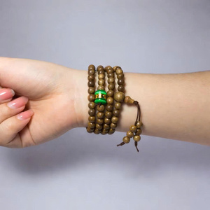 Pulsera Premium de Madera de Agar Vietnamita con 108 Cuentas Marrones, Hecha a Mano, Joyería de Madera Natural, Caja de Regalo - Product Image 1