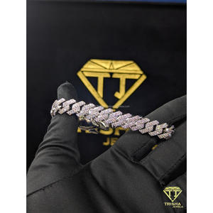 Bracelet cubain en argent sterling 925 avec diamants moissanite VVS, style luxe hip-hop, bijoux brillants pour hommes par Trisha Jewels - Product Image 4