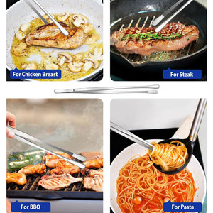 Pince de cuisine droite en acier inoxydable pour chef, idéale pour la présentation et le barbecue en extérieur - Product Image 4