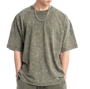 T-shirt en coton lavé surdimensionné pour homme, couleur unie, col rond, manches courtes, coupe décontractée - Product Image 3