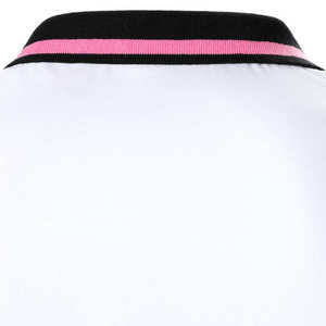 Polo pour homme à blocs de couleur, manches courtes, tricoté, style décontracté, rayures rose, noir et blanc - Product Image 6