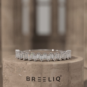 Anillo de Oro Sólido de 14K con Diamantes Cultivados en Laboratorio, Estilo Corona, Barra Vertical, Apilable, Anillo de Boda, Joyería de Diseño - Product Image 4