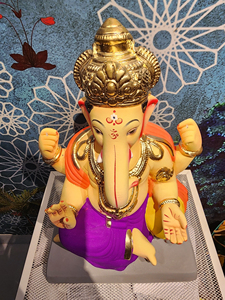 Ídolo Decorativo de Resina Ecológica Pintado a Mano del Dios Ganesha, Ganpati Murti para Celebraciones Festivas, Ganesh Chaturthi Pooja 12 - Product Image 4