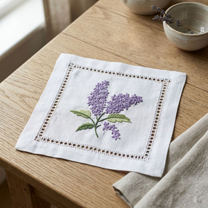 Wholesale Embroidery Lavender Flower Sachet Bag White Cotton High Quality Hemstitch Square Sachet Pillow Covers - Product Image 2