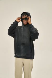 Nueva Sudadera con Capucha de Moda para Hombre, Otoño-Invierno, 360g, con Efecto Desgastado y Acabado Vintage - Product Image 3