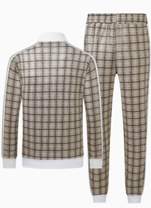 Men Plaid Tracksuit Full Length Casual Wear With Side Pockets Zipper Closure Polyester Cotton Material Autumn Style Regular Fit - Product Image 3
